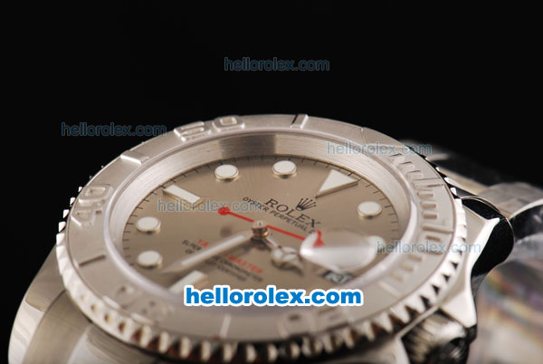 Rolex Yacht-Master Swiss ETA 2836 Automatic Movement Silver Case with Red Second Hand and White Markers - Click Image to Close